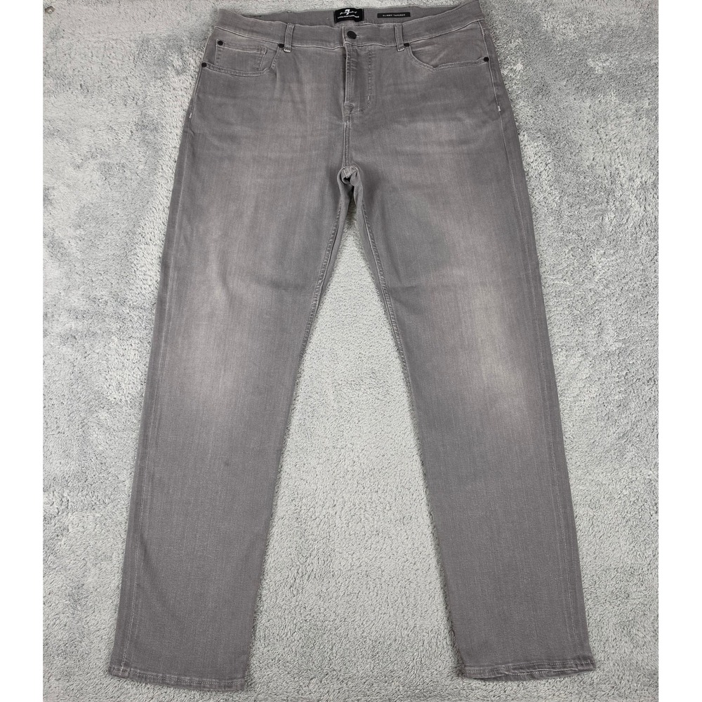 7 For All Mankind Slimmy Luxe Performance Jeans Mens 38x32 Grey Stretch Tapered